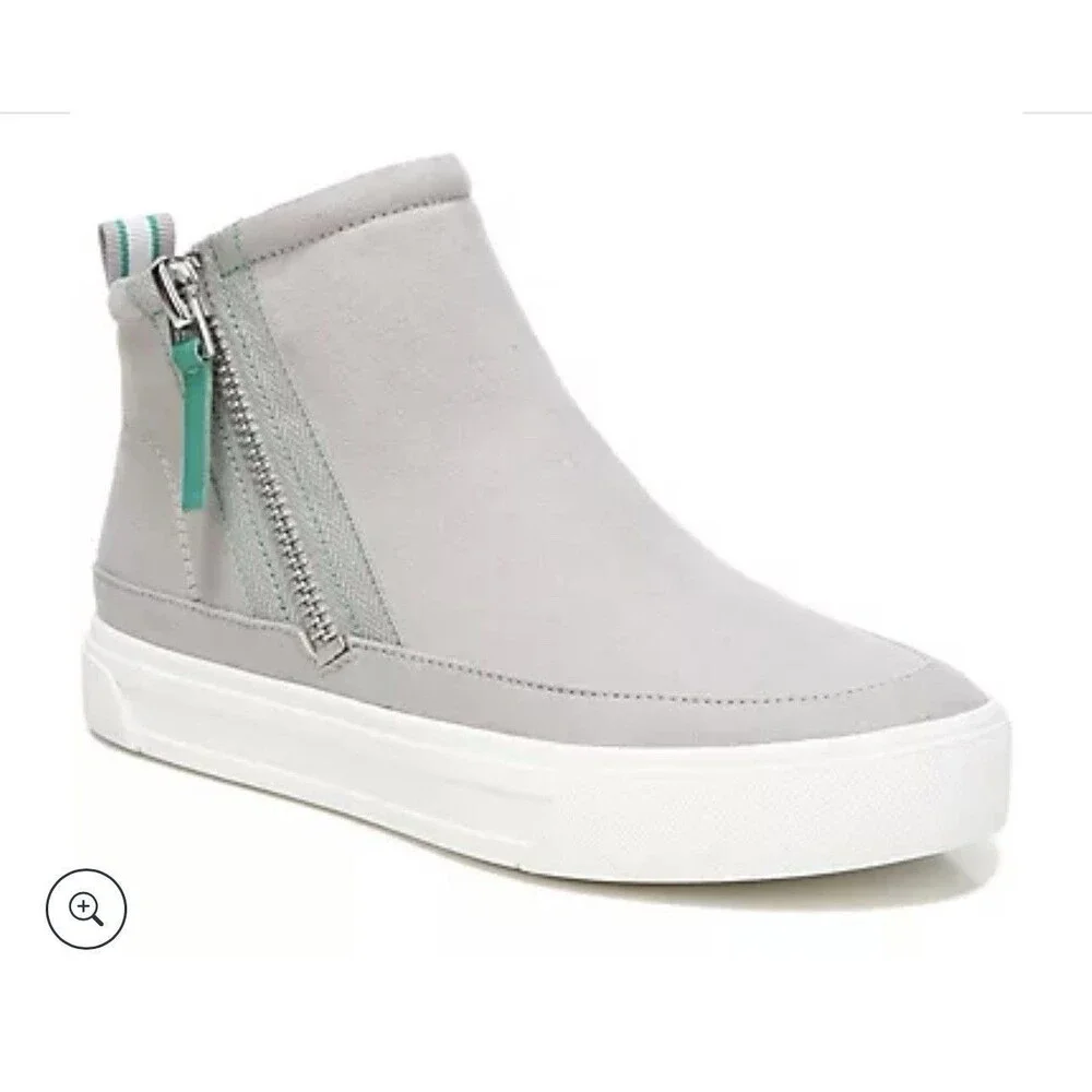 Naturalizer Baldwin Women’s 6M Icy Grey Zip Sneaker Booties Hidden Wedge